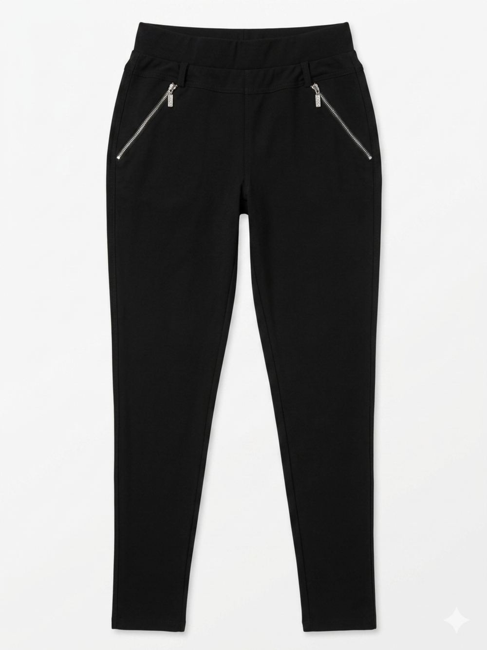 Black Leggings with Zipper Detail False Pockets